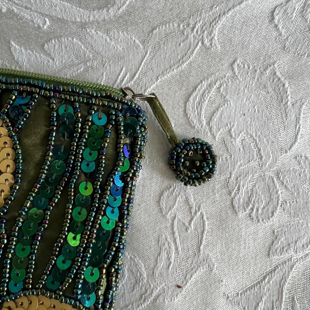 Teal Sequence Evening Clutch Abstract Gold Circle… - image 7